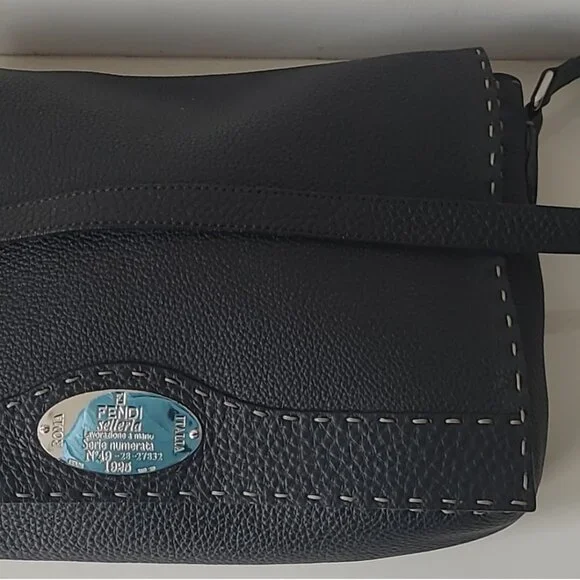 FENDI Black Leather Messenger Bag - Picture 9 of 16